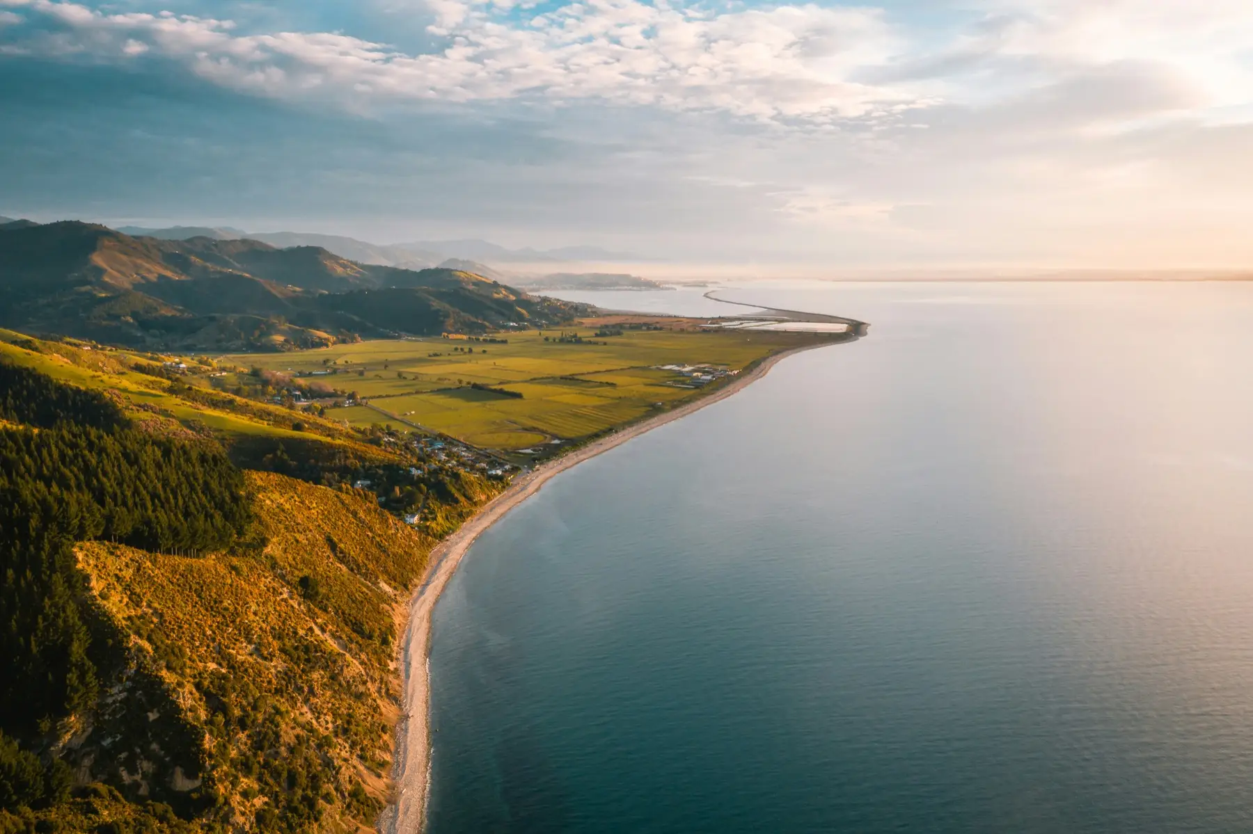 Aerial view of Nelson's coastline, New Zealand